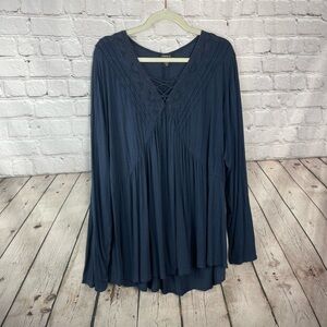 Torrid Size 4 Navy Blue Hippie Boho Lightweight Pullover Blouse Top EUC
